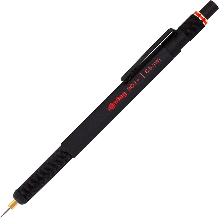 rOtring 800+ Druckbleistift mit Stylus für Touchscreen | 0,5 mm | schwarzer Schaft Mattschwarz 0,5 m