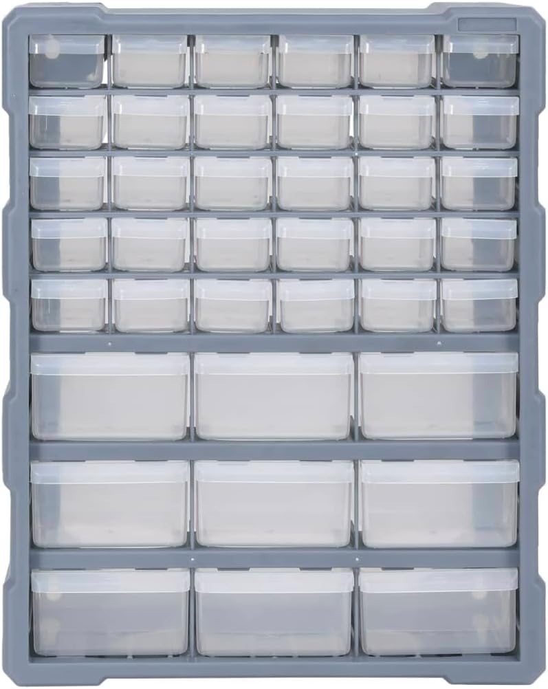 Multi-Schubladen-Organizer mit 39 Schubladen 38x16x47 cm Grau 39 Schubladen, Grau 39 Schubladen
