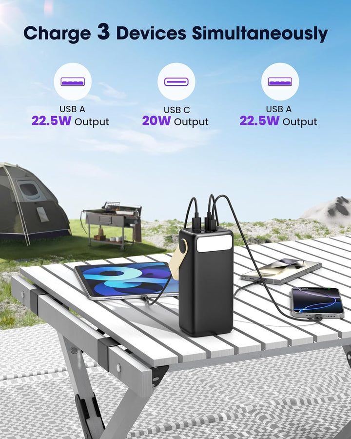 60000mAh Power Bank-22.5W Schnellladung PD20W Powerbank, Grosskapazitäts-Akkupack, Tragbares Ladeger