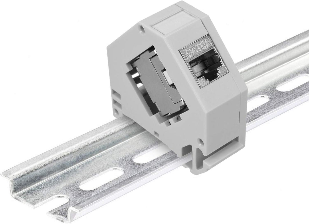 kwmobile Keystone Modul und Hutschienenadapter Set - passt auf genormte Hutschiene - 8X CAT 6A Modul