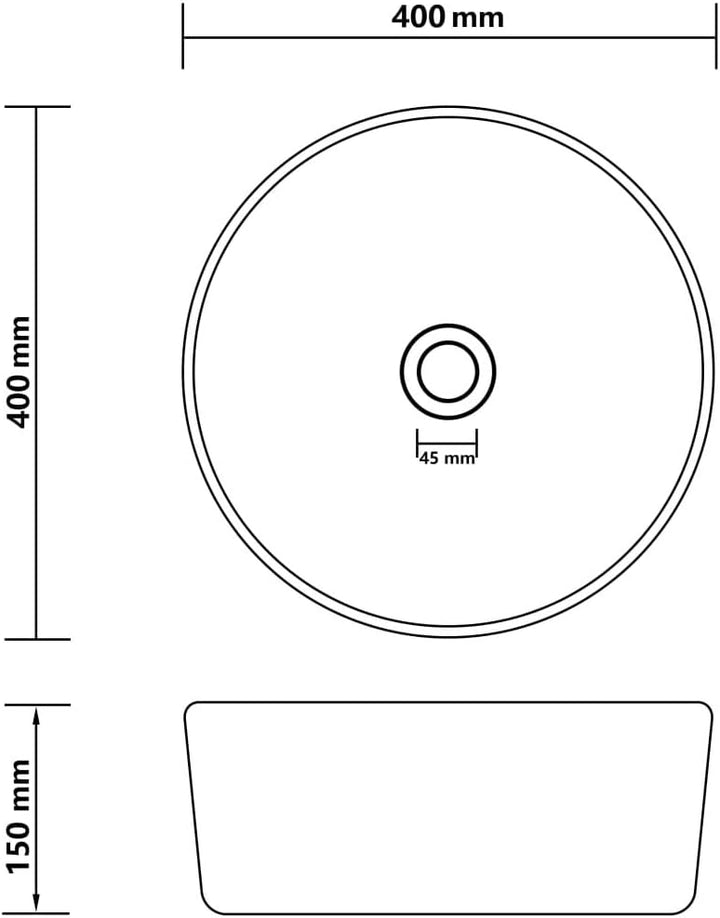 WIFESE Luxuriöses Waschbecken Rund Matt Hellgrau 40x15 cm Keramik Aufsatzwaschbecken Eckig Badezimme