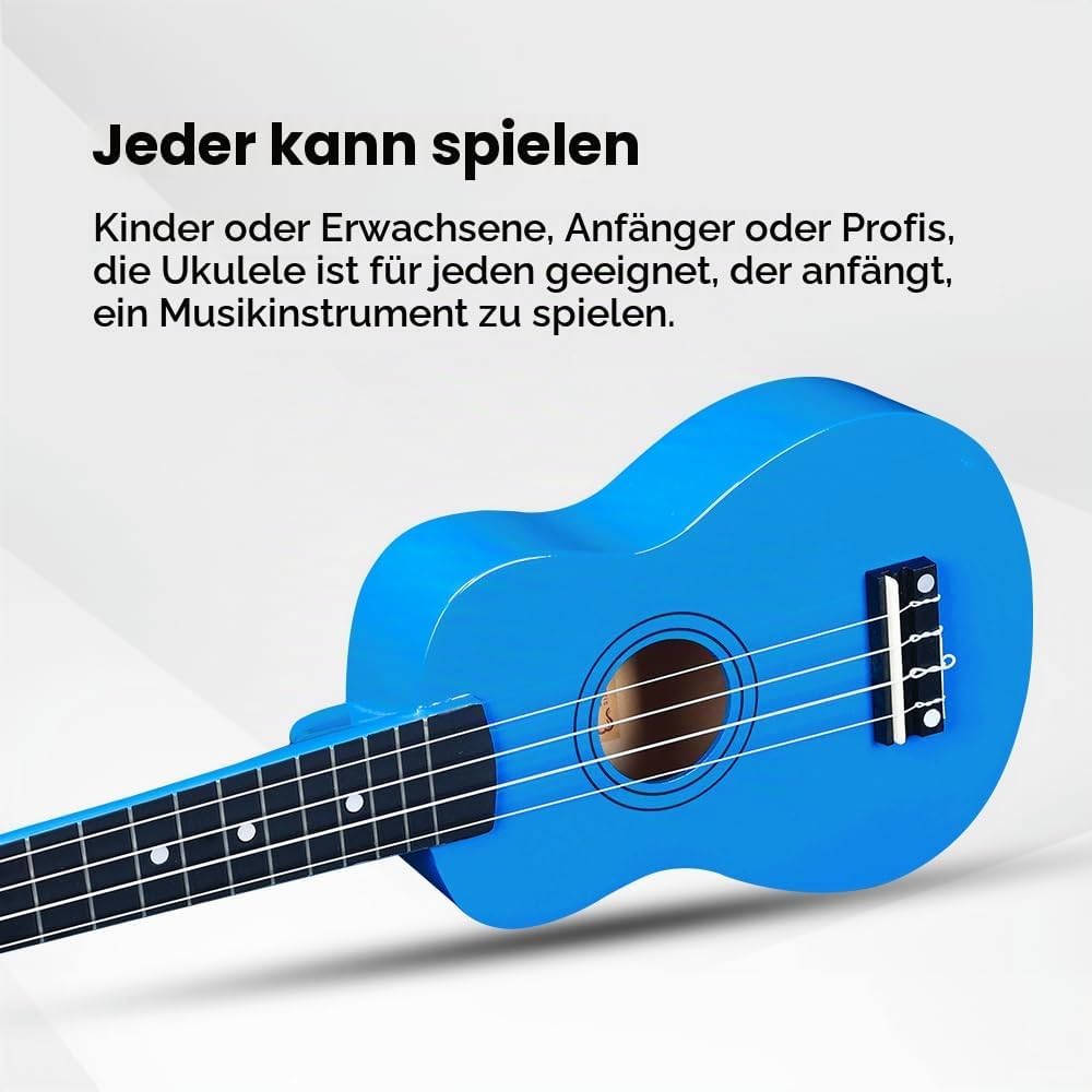 Winzz Sopran Ukulele Starter Kit für Anfänger mit Tasche, Clip-On Tuner, Zusätzlichen Saiten, Gurt,