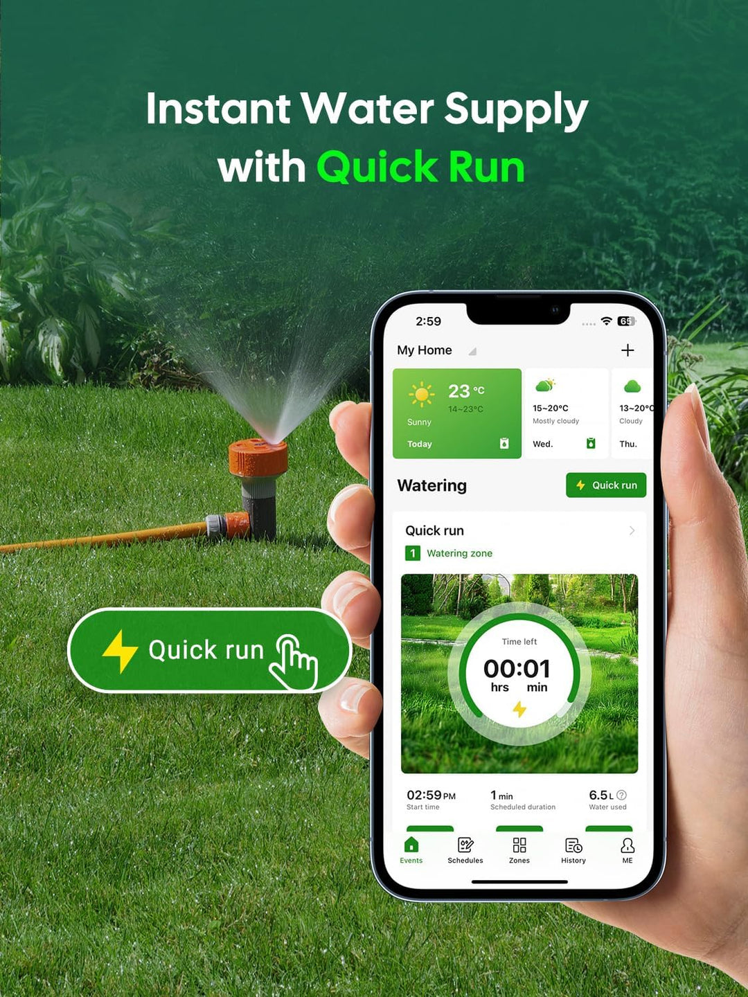 WiFi Bewässerungscomputer mit App Steuerung, 4-Zonen-Smart-Sprinkler Steuerung - 16 Bewässerungsprog