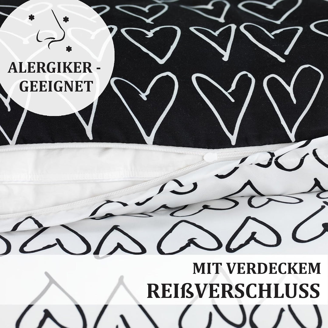 Bettwäsche 135x200 4 teilig |Zertifiziert &amp; für Allergiker geeignet | Bettwäsche Set mit je 2 Bettbe