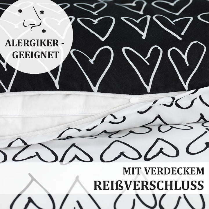 Bettwäsche 135x200 4 teilig |Zertifiziert &amp; für Allergiker geeignet | Bettwäsche Set mit je 2 Bettbe