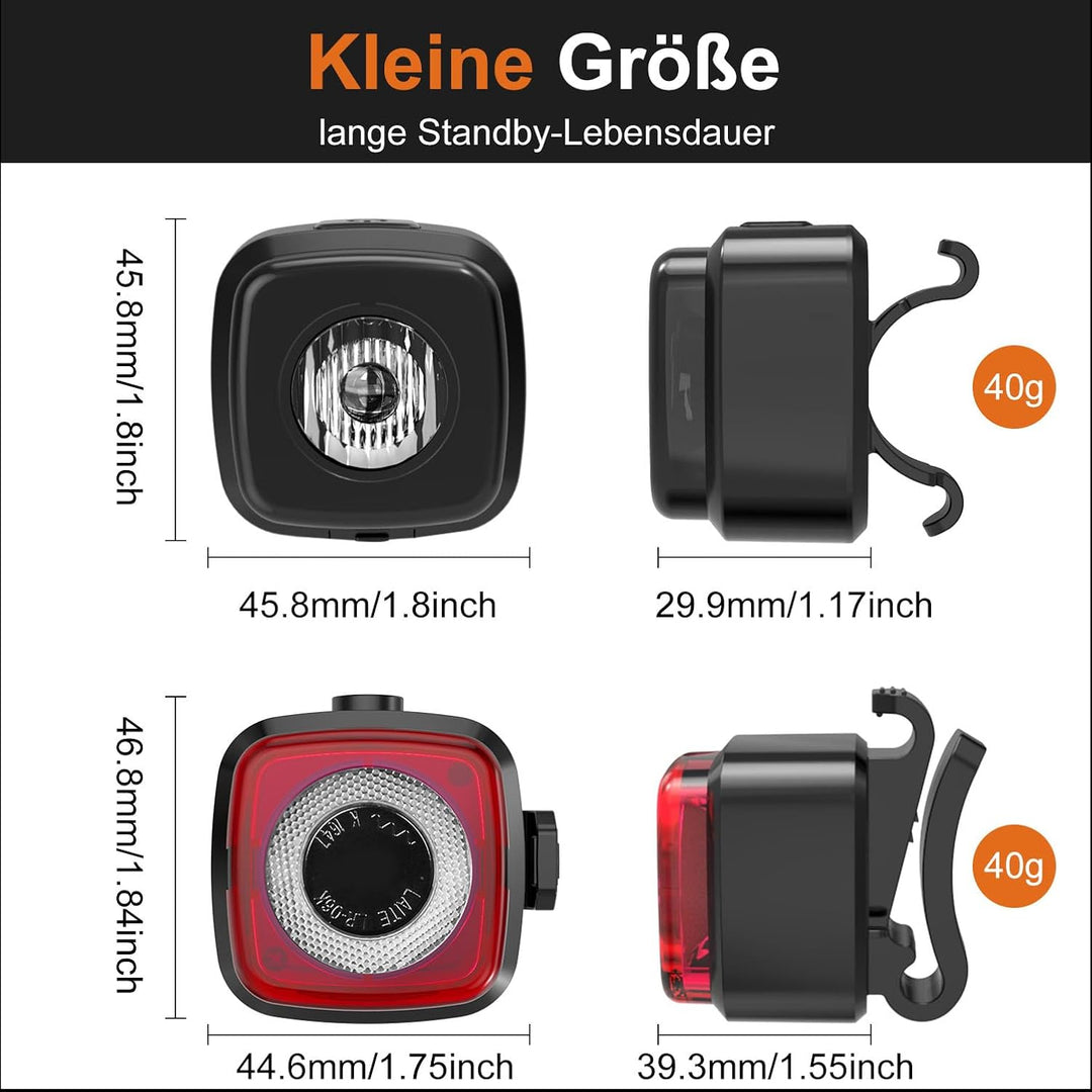Antimi Fahrradleuchten-Set, StVZO-zugelassen Beleuchtungsset Led IPX5 Frontlicht + Rücklicht Fahrrad