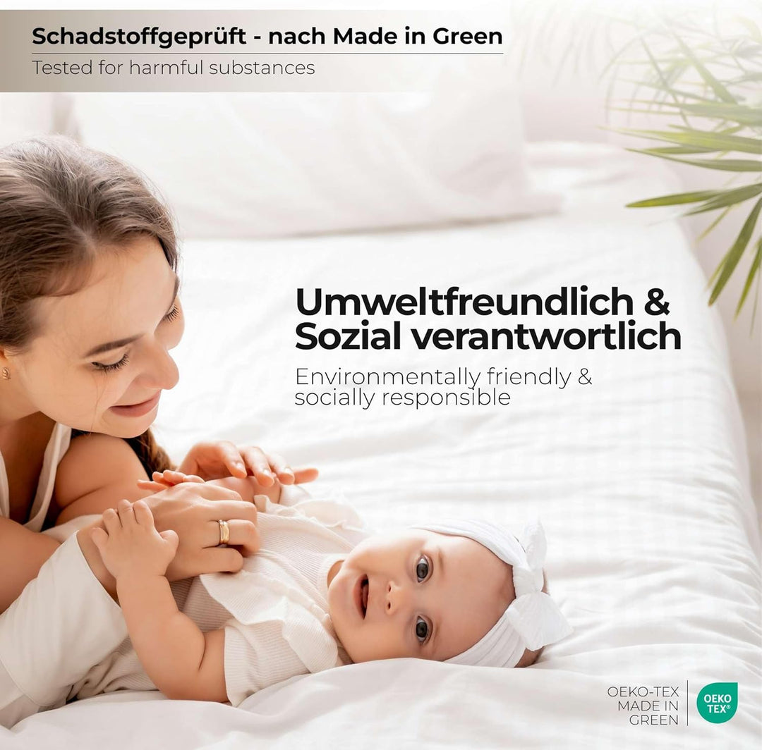 etérea Bettwäsche 135x200 Baumwolle 4tlg. Bettwäsche-Sets - Trisa Karo Beige - Reissverschluss, Renf