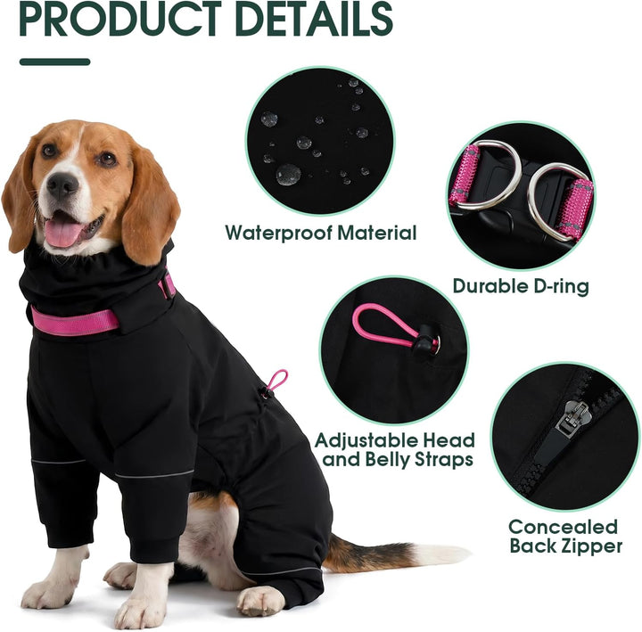 Kuoser Regenmantel Hund, Regenjacke Hund Wasserdicht, Schwarz XS, Schwarz XS