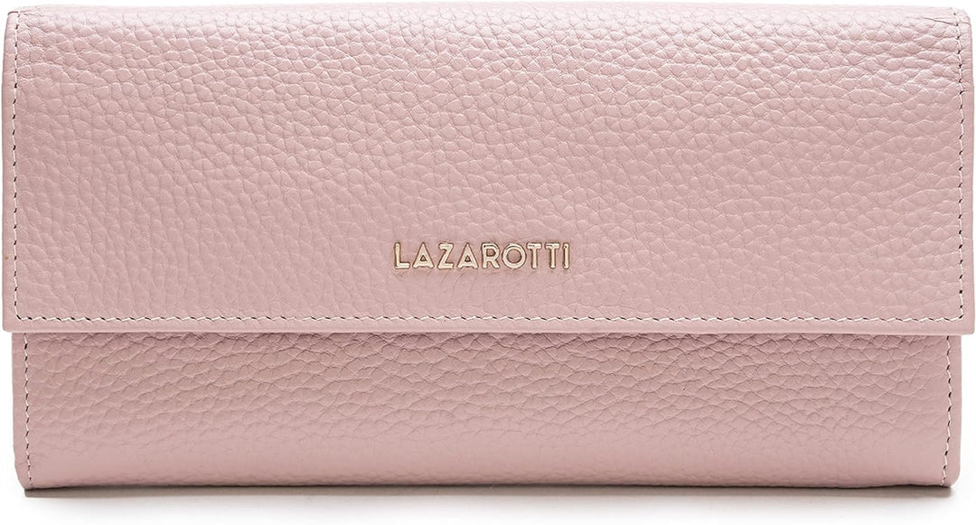 Lazarotti Bologna grosse Leder Geldbörse Damen | mit Druckknopf, grossem Reissverschlussfach, 12 Kar