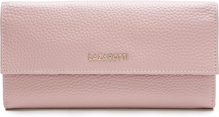 Lazarotti Bologna grosse Leder Geldbörse Damen | mit Druckknopf, grossem Reissverschlussfach, 12 Kar