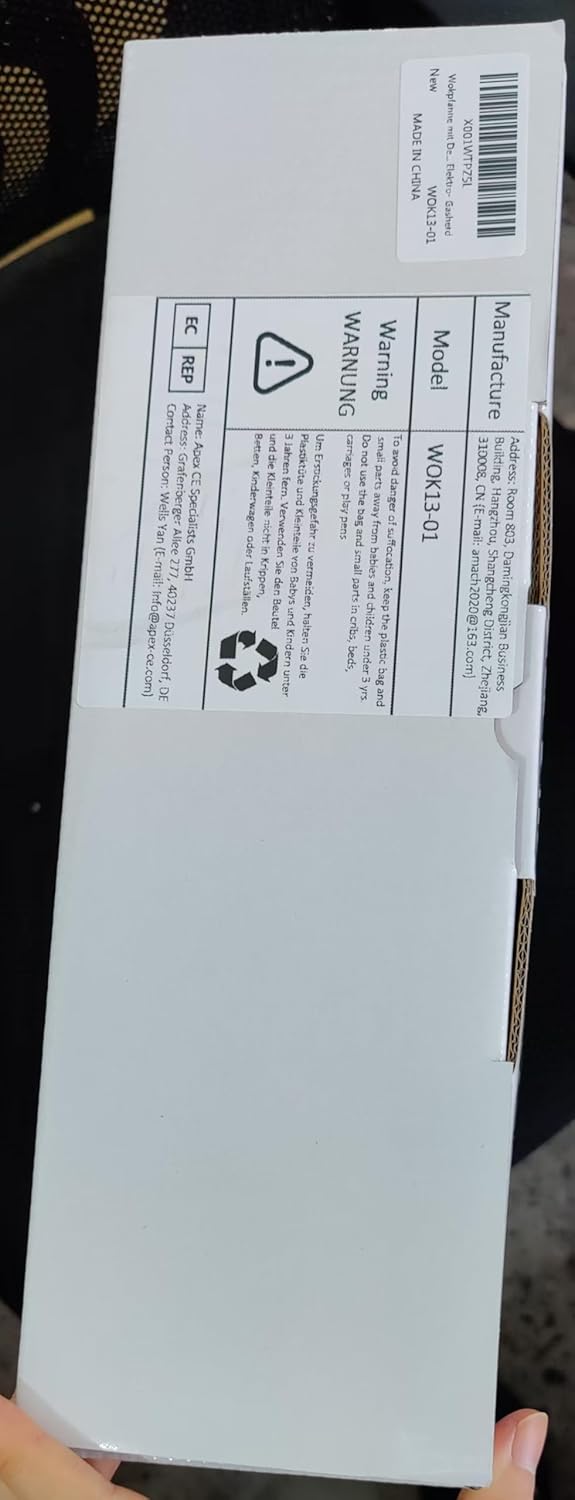 Wokpfanne mit Deckel, 33cm Wok Pfanne aus Karbonstahl zum Rühren und Braten mit Holzspatel, Wok aus