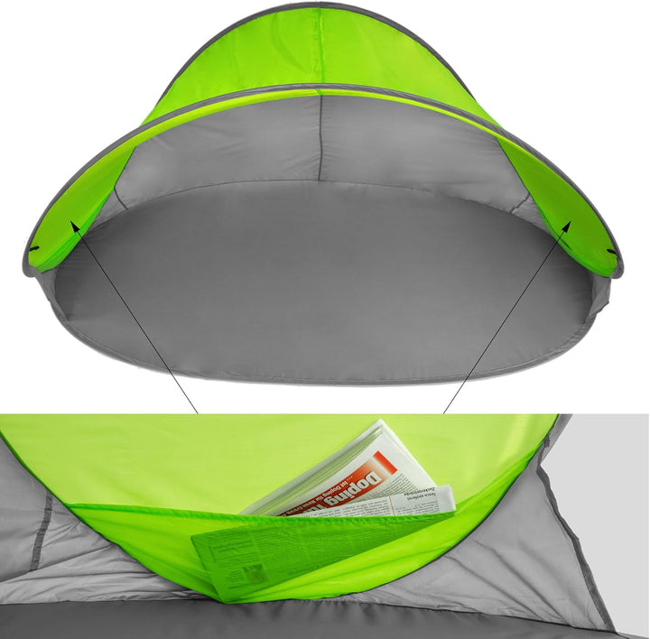 tectake® Strandmuschel Pop Up Zelt 2 Personen, Wurfzelt 220x120x100cm, Strandmuschel UV Schutz, Wind