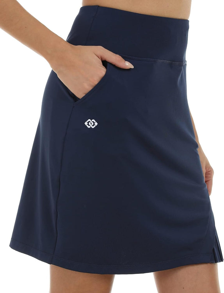 MoFiz Damen Tennisrock Sportlicher mit Shorts Taschen Sommer SkirtRock mit Tunnelzug S Blau, S Blau