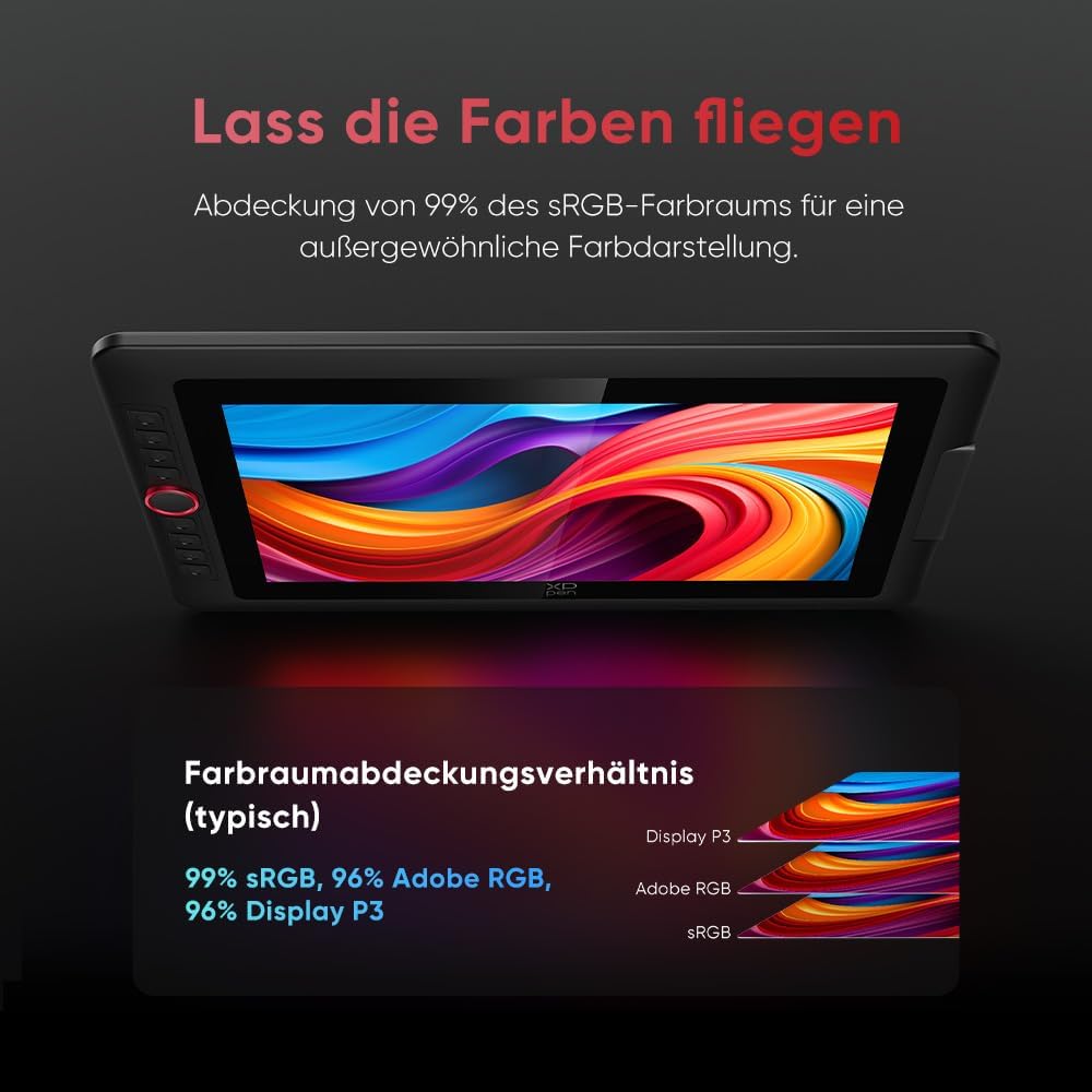 XPPen Artist 15.6 Pro V2 Grafiktablett mit Display, 15,4 Zoll Grafikdisplay mit 16K Druckstufen Stif