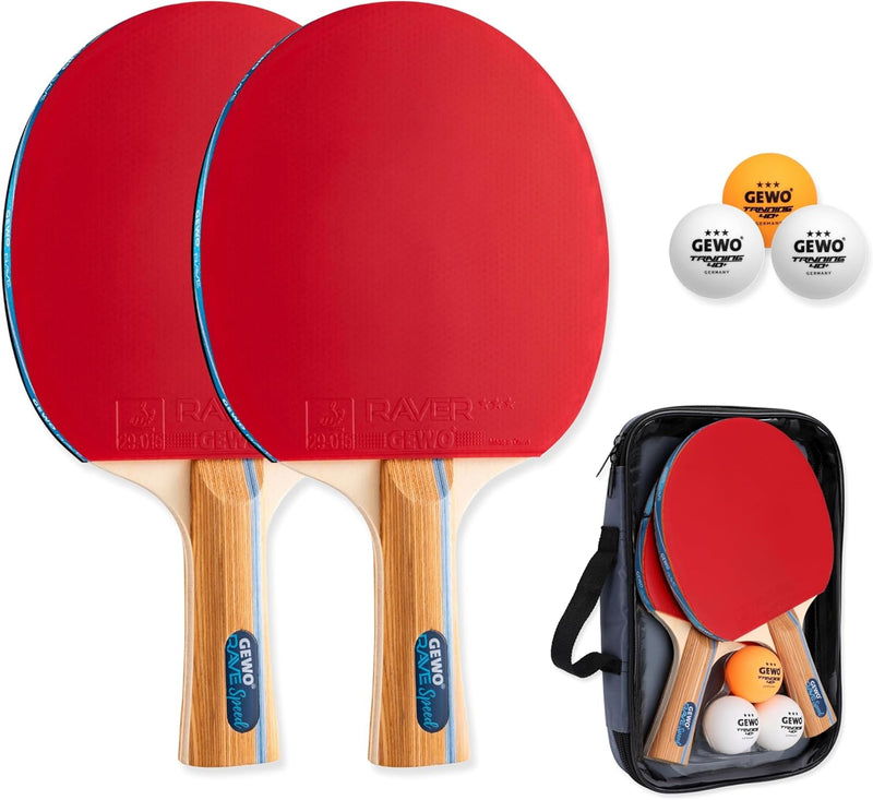 GEWO Rave Speed Tischtennisschläger Set - Kontrollierter Anfänger-Tischtennisschläger mit 3 Bällen -