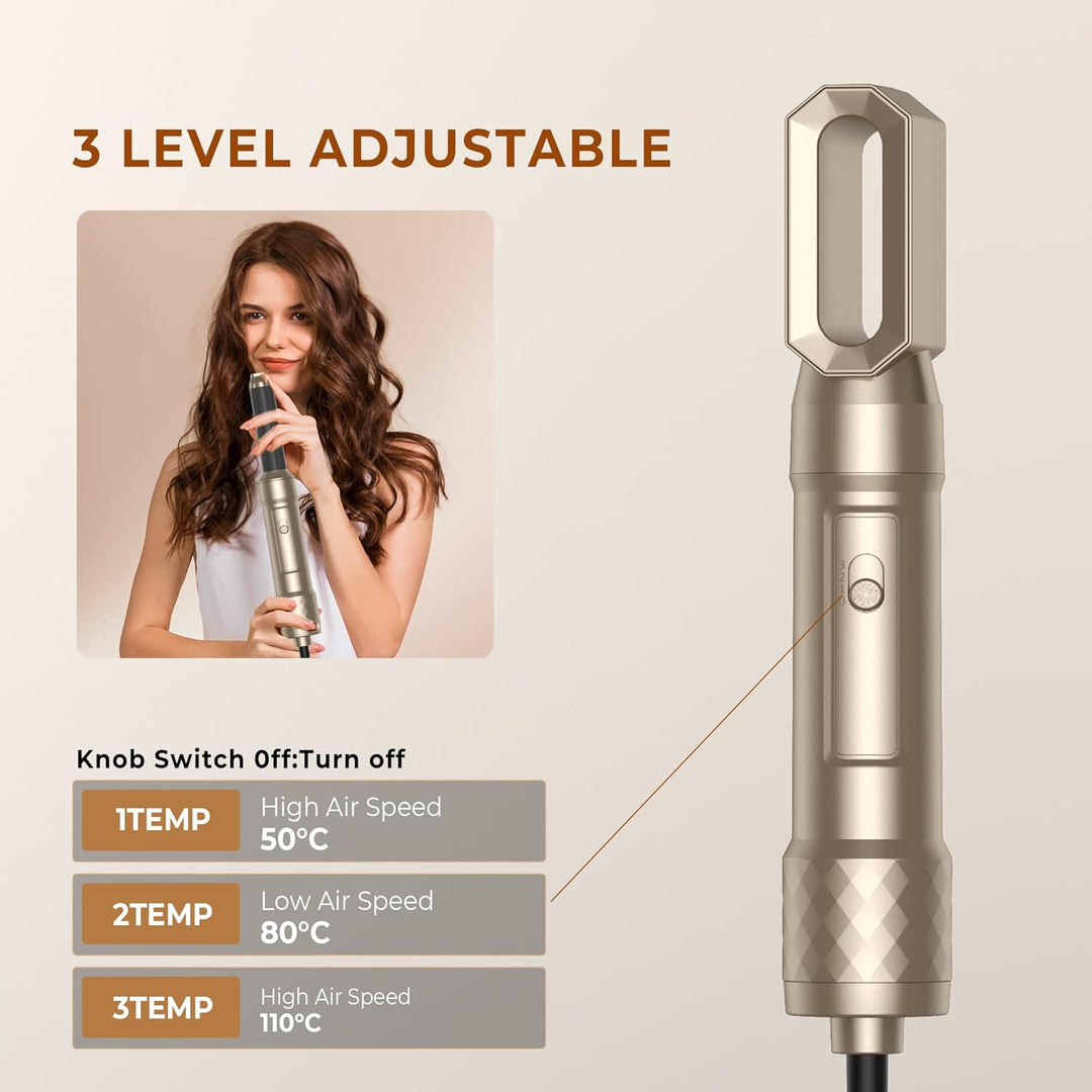 UKLISS Hairstyler 6 in 1 Airbrush Haarstyler | Pro Air Styler Set - 1000W Rundbürstenföhn, Air Curle