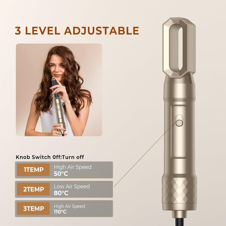 UKLISS Hairstyler 6 in 1 Airbrush Haarstyler | Pro Air Styler Set - 1000W Rundbürstenföhn, Air Curle