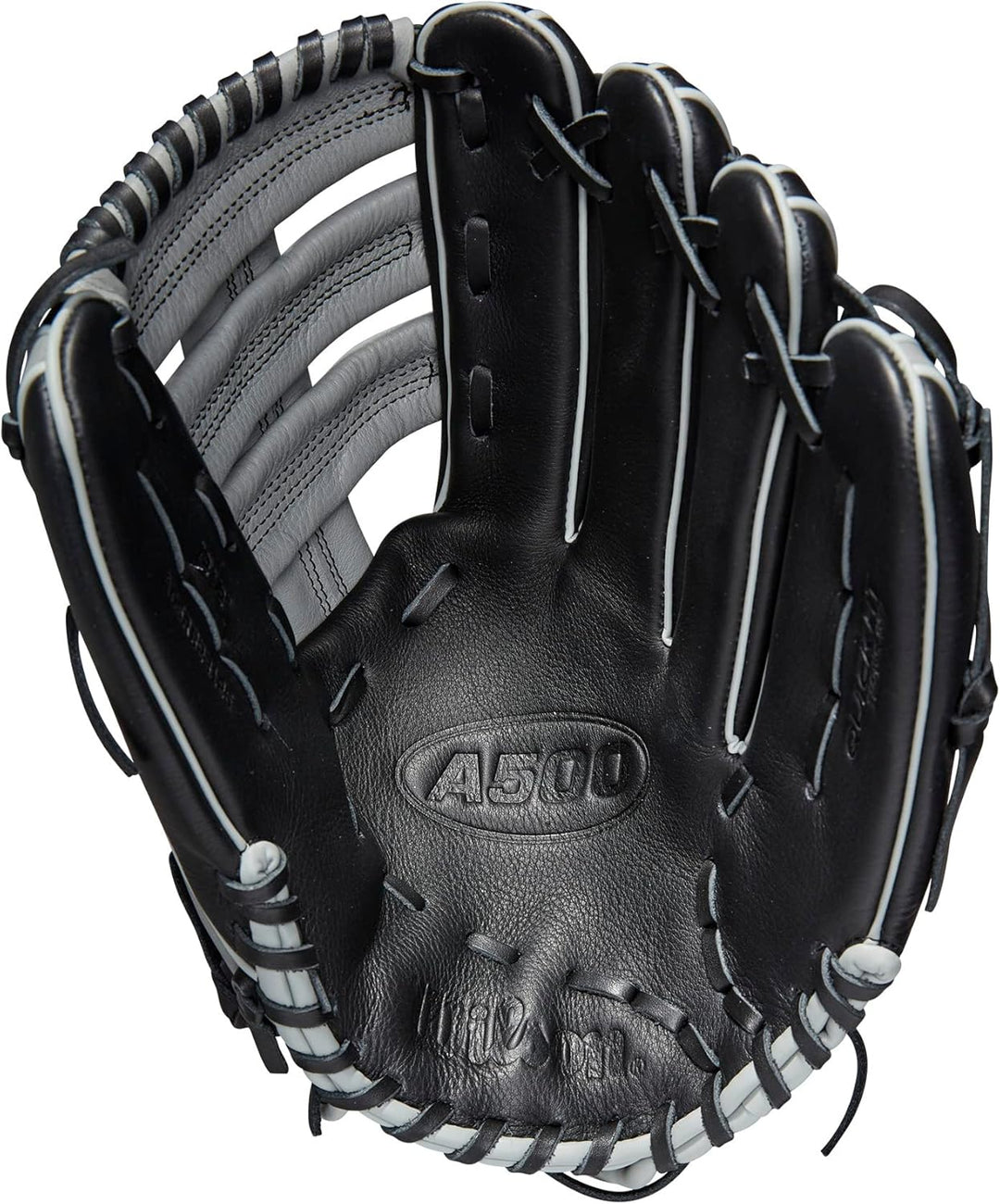WILSON 2023 A500 Jugend-Baseballhandschuh Schwanrz/Grau/Blau 12.5" Linke Hand Wurf, Schwanrz/Grau/Bl