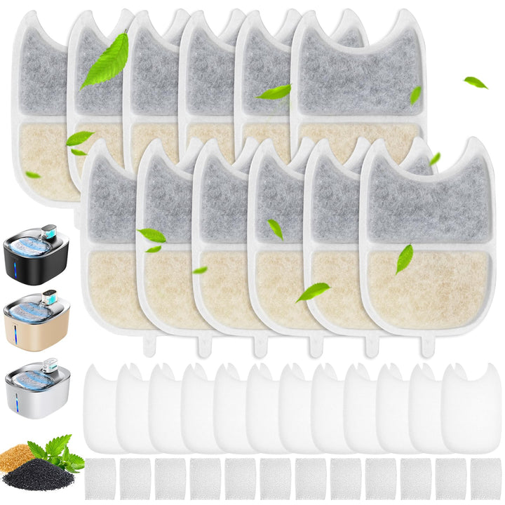 12 Set Katzenbrunnen Filter, für FEELNEEDY 4L(YPD-C004) Trinkbrunnen für Katze, 12 Stück Filter für