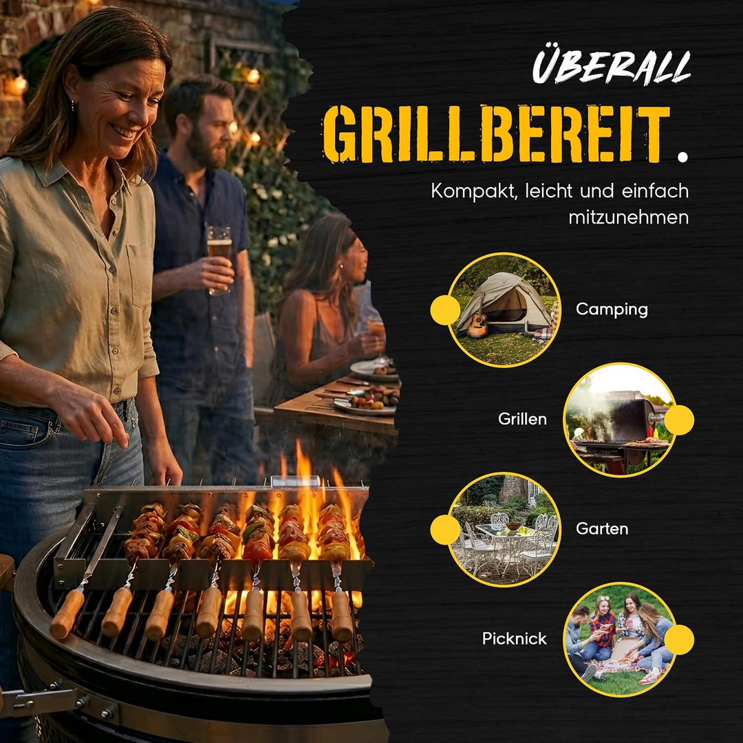 Elektrischer Spiessdreher BBQ Rotisserie Set mit regulierbaren Motor – Edelstahl Grillaufsatz für Ga