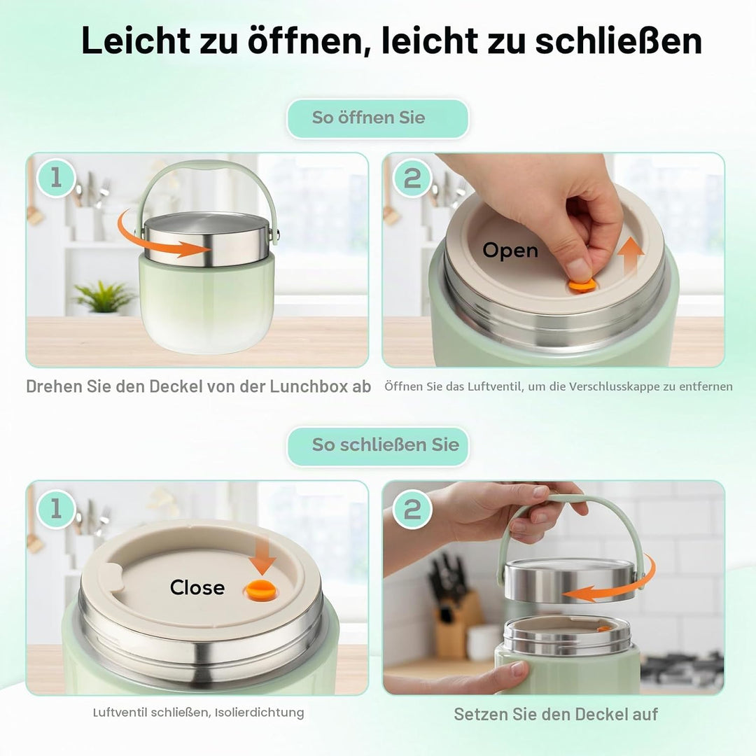 VINATO Thermobehälter für Essen 1200ml | Edelstahl Thermo Lunchbox mit Deckel, Warmhaltebehälter Erw