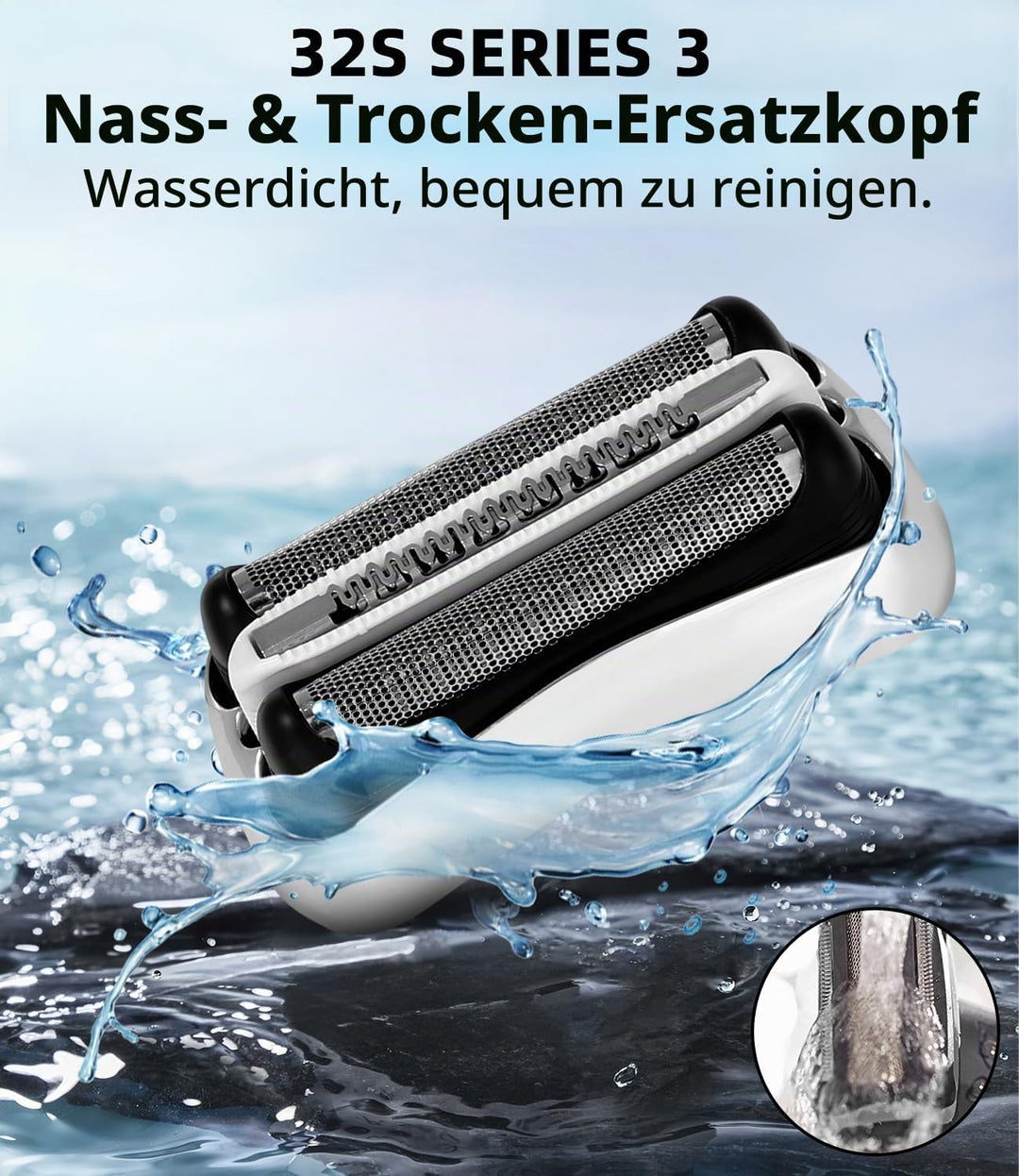 3 Stück Ersatz-Rasierkopf für Braun Series 3, 32S/32B kompatibel mit Braun S3 3040S, 3000S, 310S, 30