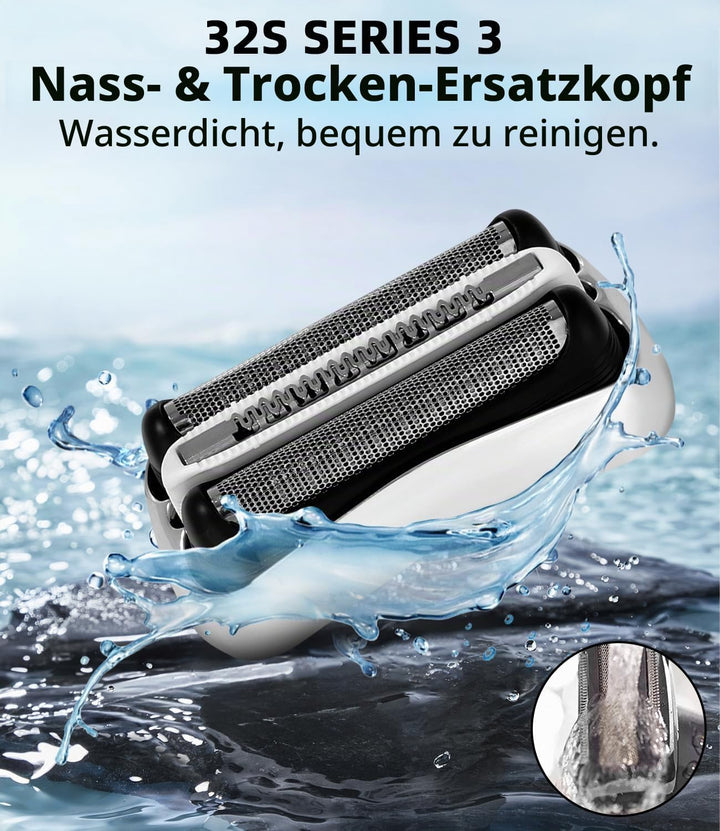 3 Stück Ersatz-Rasierkopf für Braun Series 3, 32S/32B kompatibel mit Braun S3 3040S, 3000S, 310S, 30