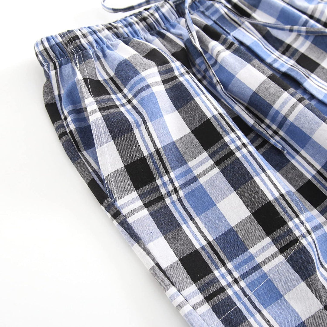 Herren Fleece Pyjamahose Relaxed Fit LoungeHose Herren Schlafanzughose Lang Baumwolle Karierte Schla