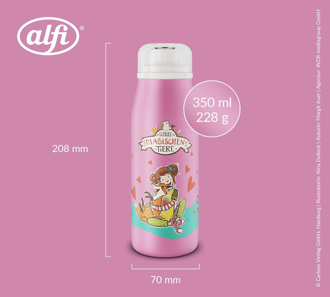 alfi KIDS ISO BOTTLE 350ml,Ida- Schule der Magischen Tiere, Isoliertrinkflasche Kinder Edelstahl, di