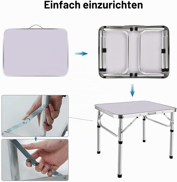 Campingtisch faltbar Klapptisch, Alu Gartentisch Tischplatt Falttisch klappbar Arbeitstisch Balkonti