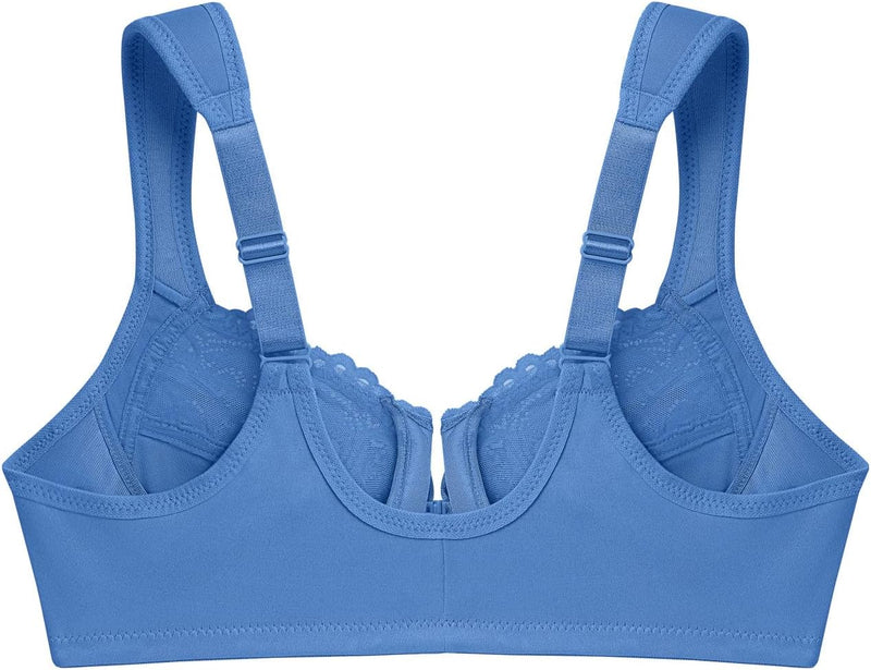 Glamorise Damen Wonderwire-Vorderverschluss BH 75B Blau, 75B Blau