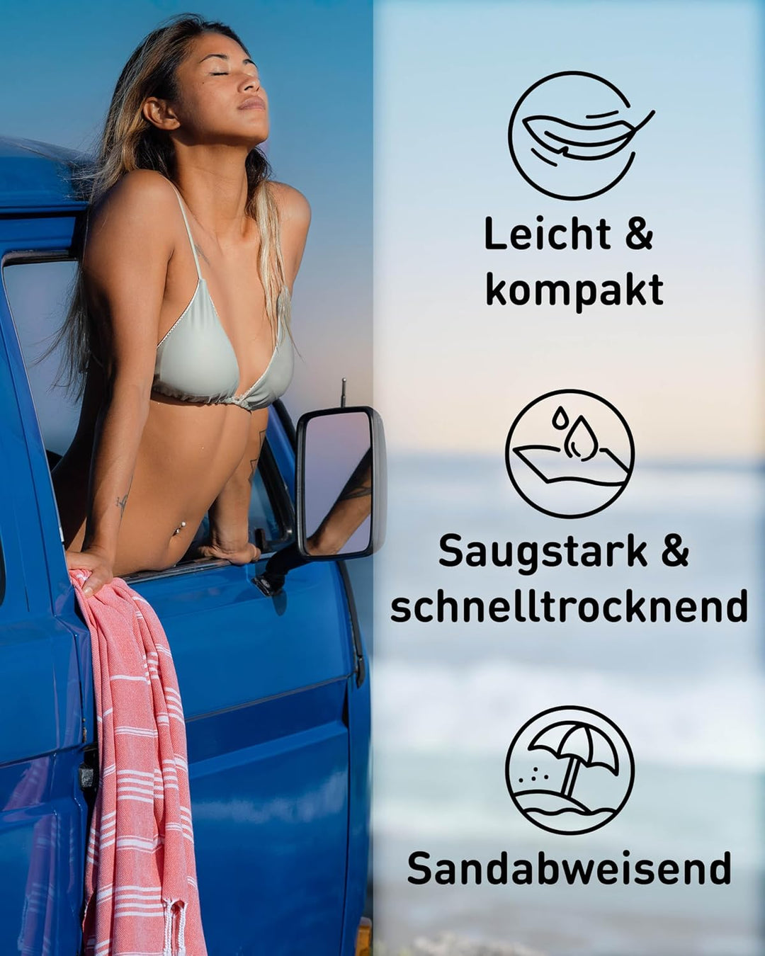 Fit-Flip Hamamtuch aus 100% Baumwolle – saugfähig und schnelltrocknend – türkisches Saunatuch, Stran