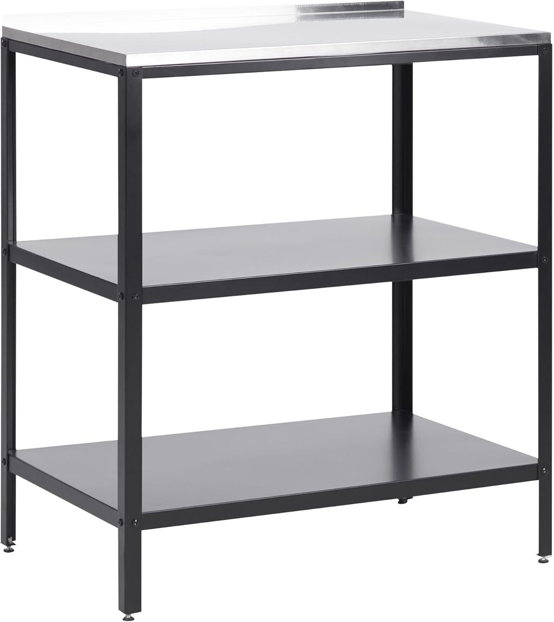 Outdoor-Kücheninsel Stahl schwarz mit Edelstahlplatte silber modern Vilama