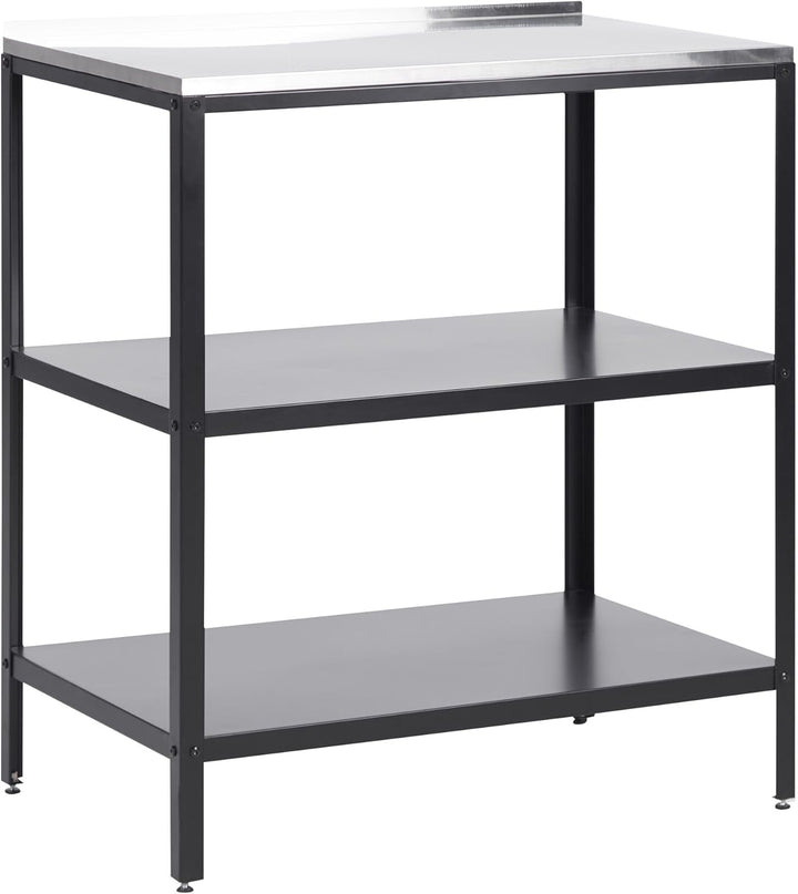 Outdoor-Kücheninsel Stahl schwarz mit Edelstahlplatte silber modern Vilama