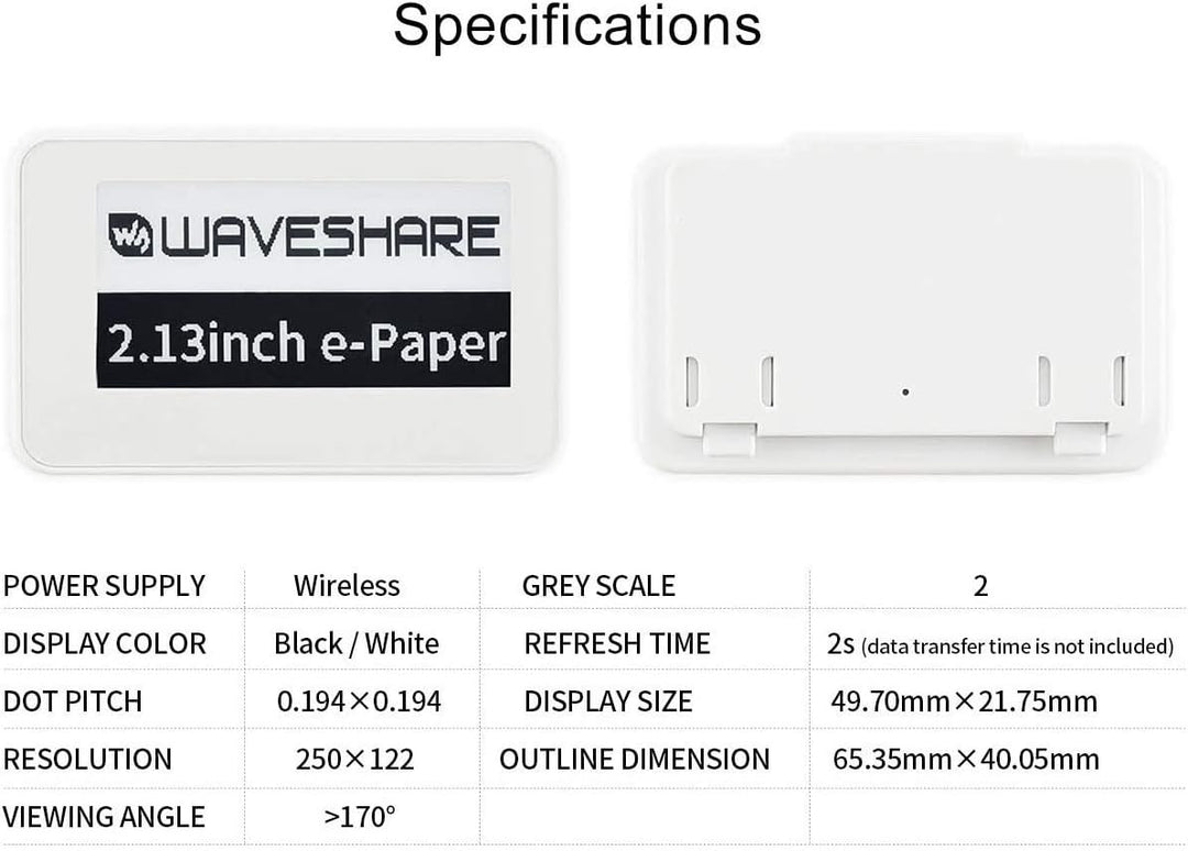 IBest 2.13inch Passive NFC-Powered e-Paper Black/White e-Ink Display, No Battery Required, Wireless