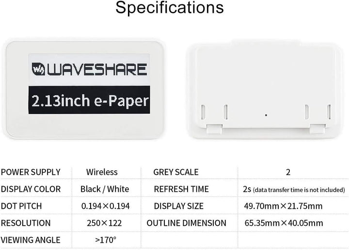 IBest 2.13inch Passive NFC-Powered e-Paper Black/White e-Ink Display, No Battery Required, Wireless