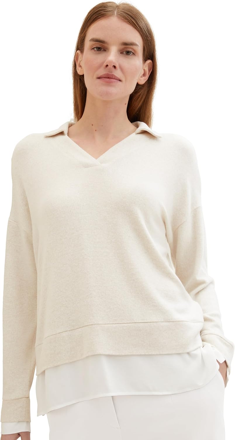 TOM TAILOR Damen T-Shirt, 33962 - Doeskin Melange