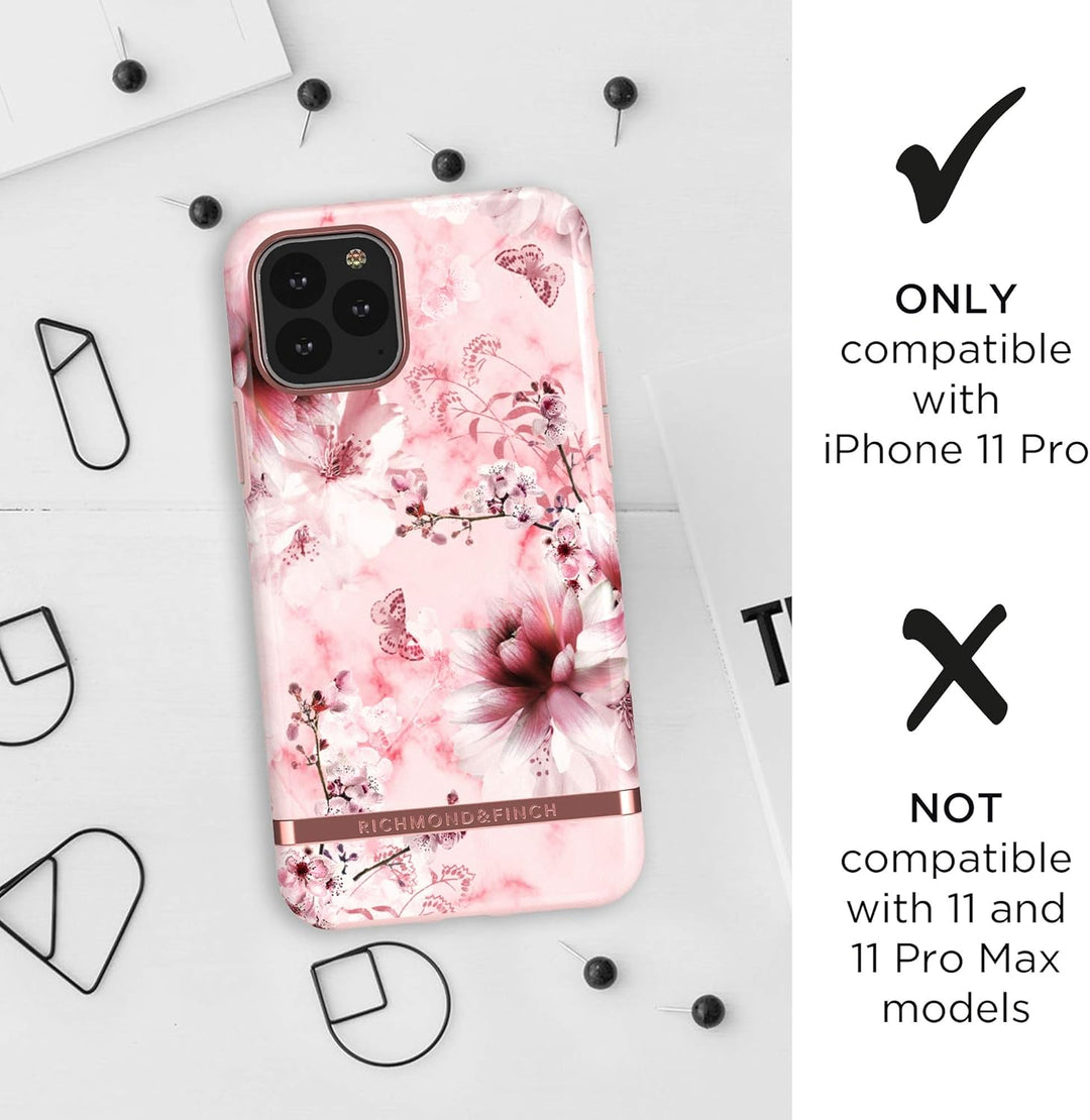 RICHMOND & FINCH Hülle Kompatibel mit iPhone 11 Pro, Roségold Blumenmarmor Gehäuse, 6.1 Zol, Komplet
