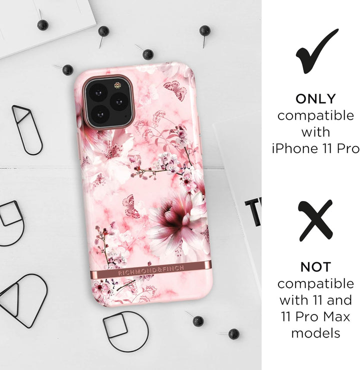 RICHMOND & FINCH Hülle Kompatibel mit iPhone 11 Pro, Roségold Blumenmarmor Gehäuse, 6.1 Zol, Komplet