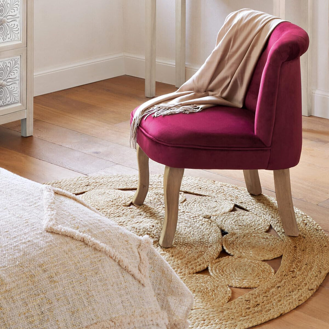 Jute Wind durchbrochener Teppich D120 D. 120 cm Beige, D. 120 cm Beige