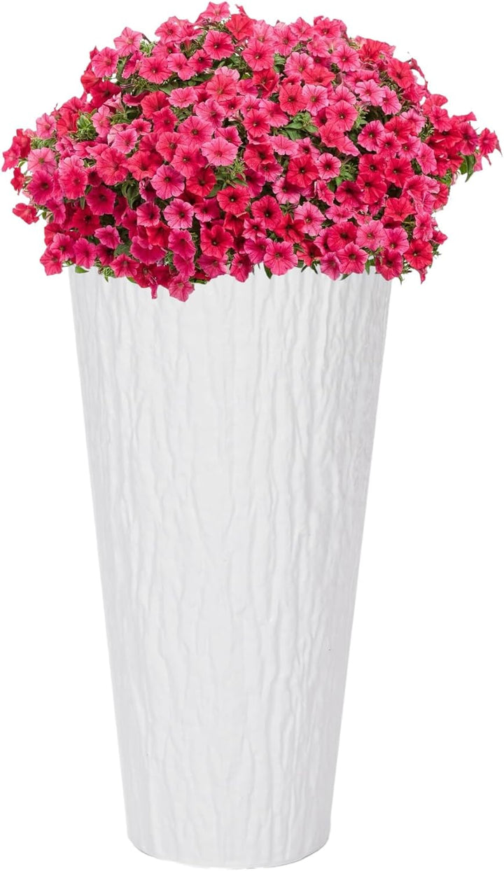 MELTOM Blumenkübel Blumentopf Rund Slim Pflanzkübel mit Herausnehmbaren Einsatz DEKORATIV (Weiss, XL
