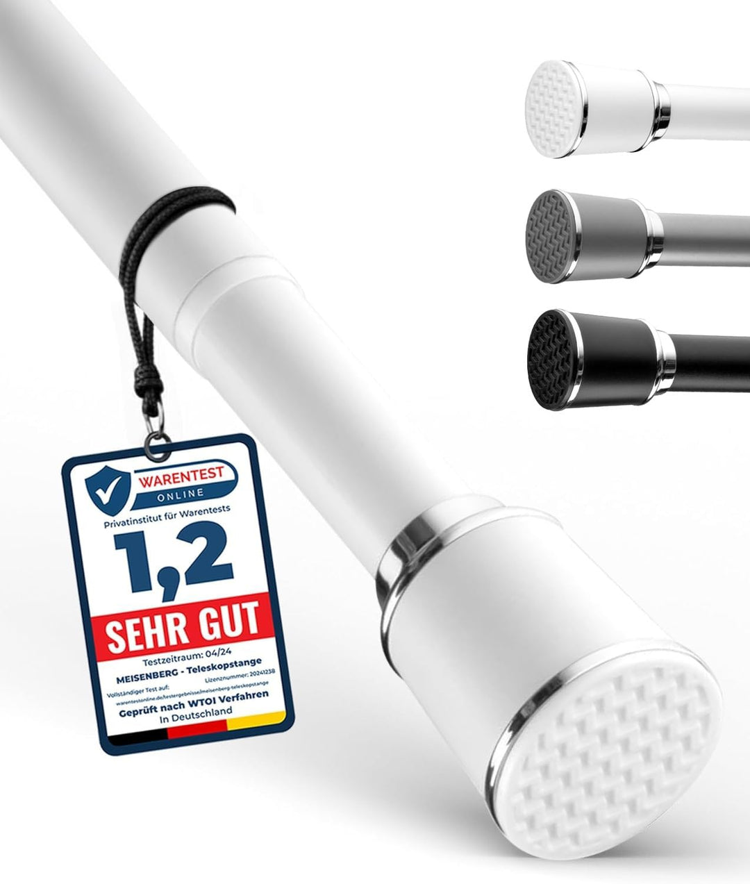 Gardinenstange zum Klemmen 120-170cm, Weiss, Ø 32 mm, Duschvorhangstange ohne Bohren - Vorhangstange