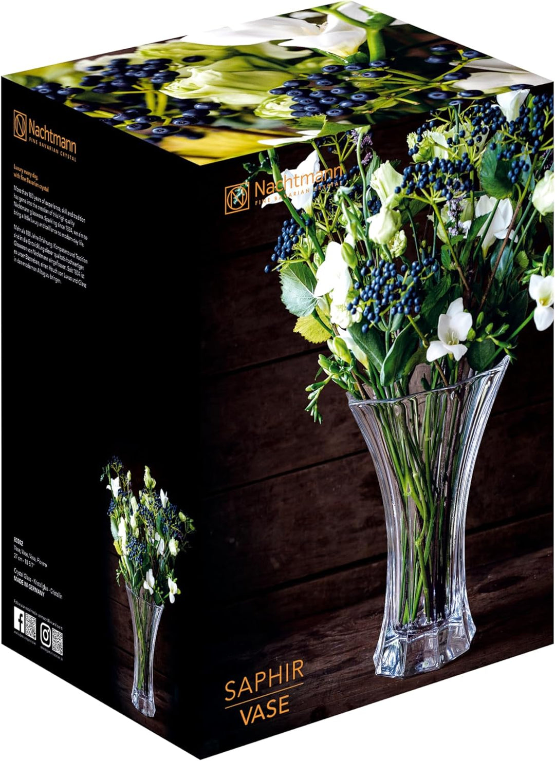 Nachtmann Vase, Glasvase, Kristallglas, 27 cm, Saphir, 0080500-0, 27 cm