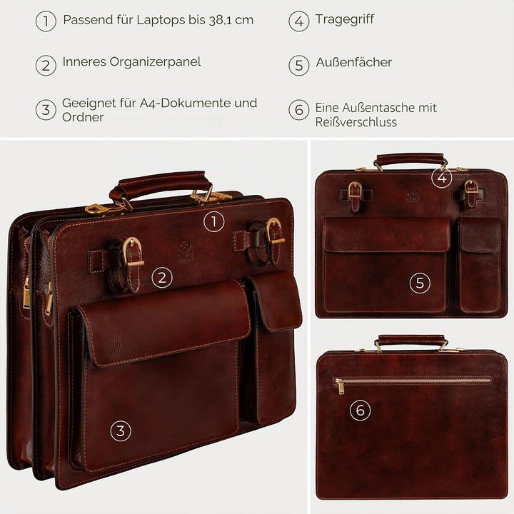 Time Resistance Leder Arbeitstasche – Handgemacht Ledertasche 15 Zoll Laptoptasche Bürotasche Notebo