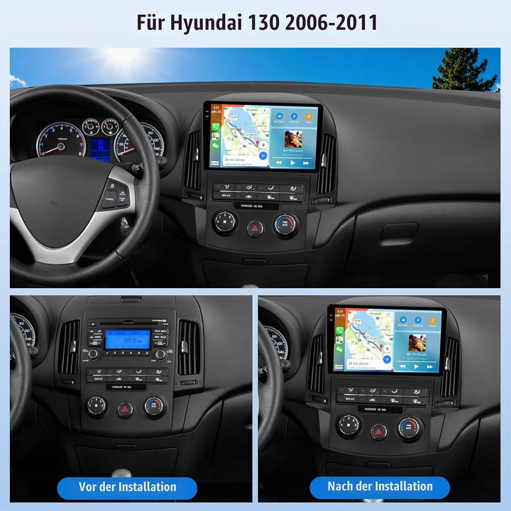 Android 15, 4G+128G CAMECHO Autoradio für Hyundai I30 2006-2011 mit Wireless Carplay Android Auto, 9