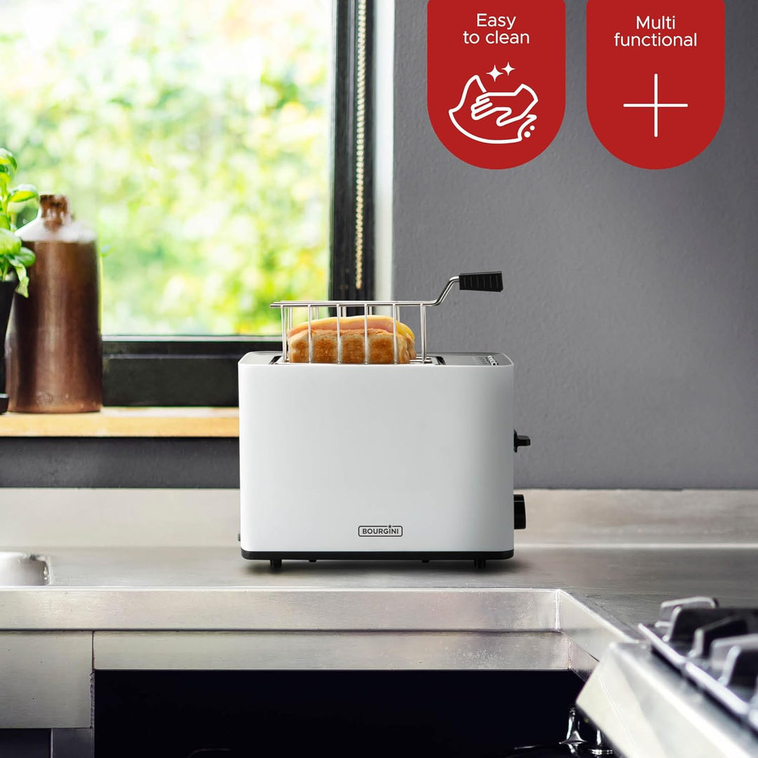 Bourgini Sandwich-Toaster mit Bagel-Funktion – Toaster mit Sandwich-Klemmen – Weiss – Matte Oberfläc