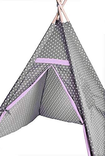 Kinder Spielzelt 160 cm - Farbe: grau/rosa - Kinderzimmer Tipi Kinderzelt Wigwam Indianerzelt Zelt G