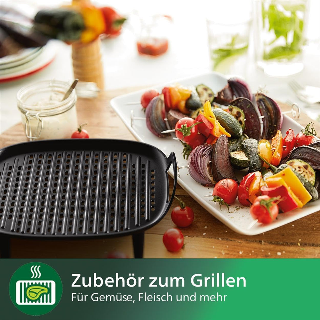Philips Airfryer Zubehör für 7.2L Heissluftfritteuse, Grill-Kit, Grillplatte und 6 Spiesse, HD9959/0