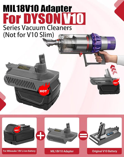 BTRUI V10 Adapter für Milwaukee 18V M18 Lithium Batterie, umwandelbar für Dyson V10 SV12 Animal Abso