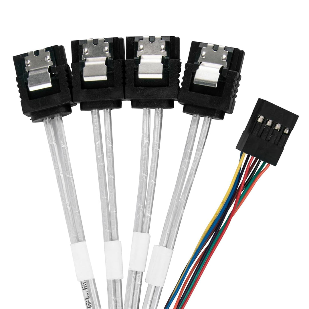 SilverStone Technology CPS05-RE: Dickes, abgeschirmtes Mini-SAS-SFF-8643-36-Pin-zu-SATA-7-Pin-Kabel,